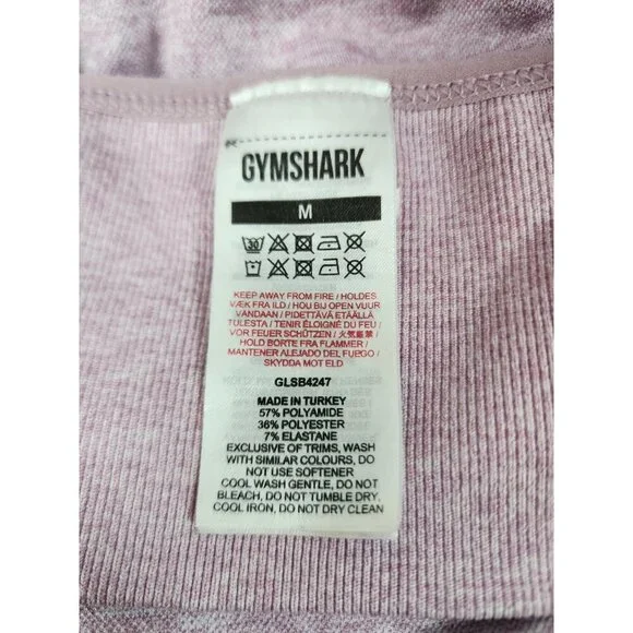 Gymshark Flex Strappy Sports Bra Size Medium Padded Pink with Large Logo - Picture 5 of 6